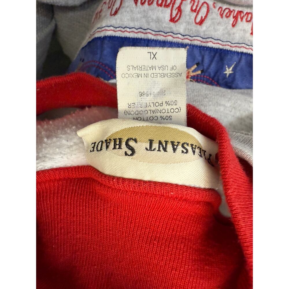 🎄 Pleasant Shade XL Gray 90s Vintage Christmas Reindeer Sweatshirt Red Trim - Picture 4 of 4